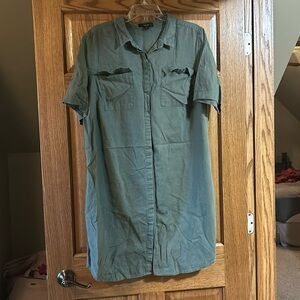 Army Green Button Up Dress